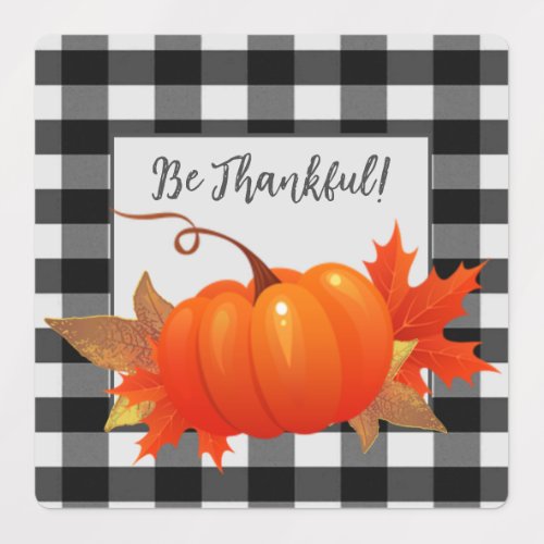 Thanksgiving Pumpkin Buffalo Plaid Baking Labels