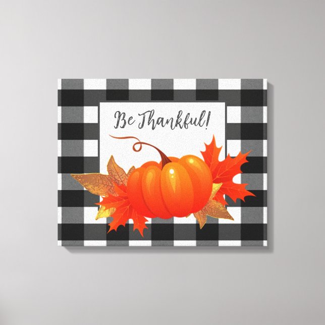 Thanksgiving Pumpkin Buffalo Plaid Canvas Print (Front)