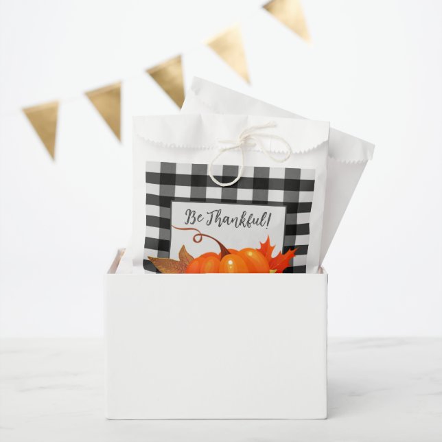Thanksgiving Pumpkin Buffalo Plaid Favor Bag (Party)