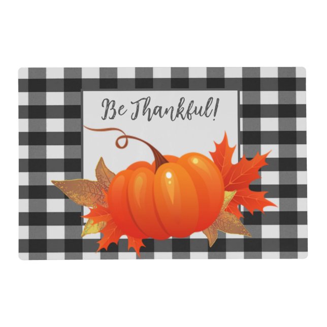 Thanksgiving Pumpkin Buffalo Plaid Placemat (Front)