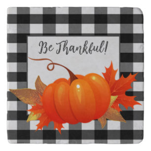 Thanksgiving Pumpkin Buffalo Plaid Trivet