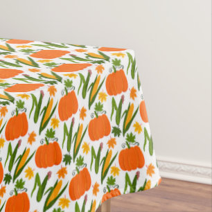 Thanksgiving Pumpkin, Corn & Leaf  Tablecloth