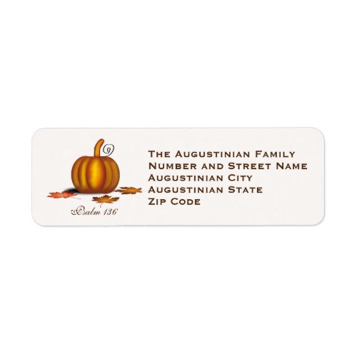 THANKSGIVING Pumpkin Customized Return Address Label