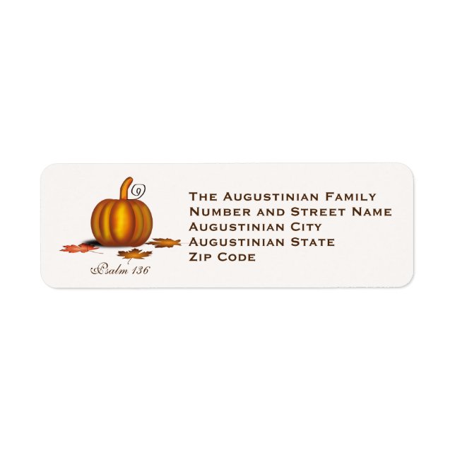 THANKSGIVING Pumpkin Customized Return Address Label (Front)