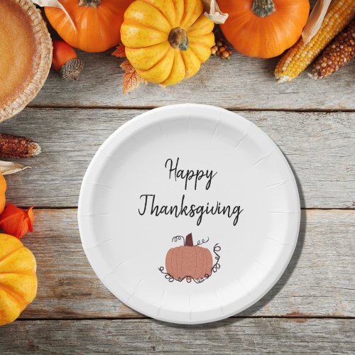 Thanksgiving Pumpkin Cute Paper Plate