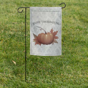 Thanksgiving Pumpkin Damask   Gray Garden Flag