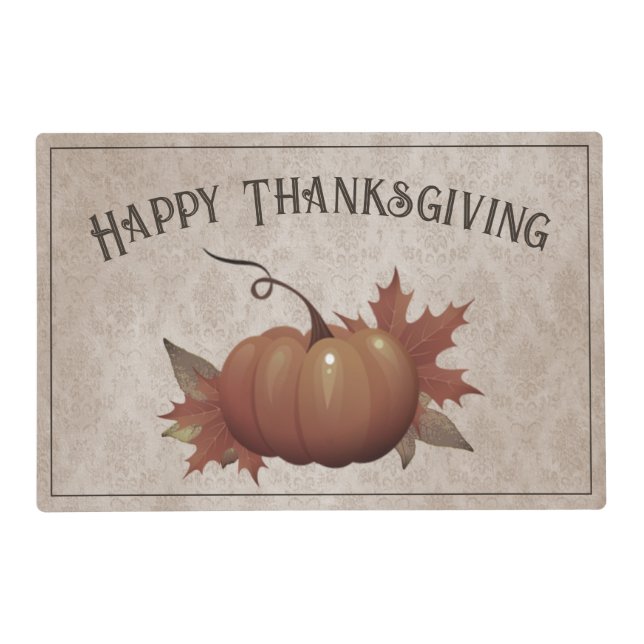 Thanksgiving Pumpkin Damask Placemat (Front)