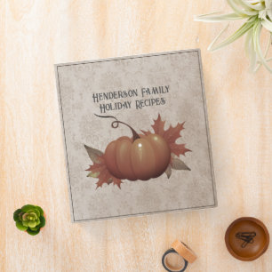 Thanksgiving Pumpkin Damask Recipe 3 Ring Binder