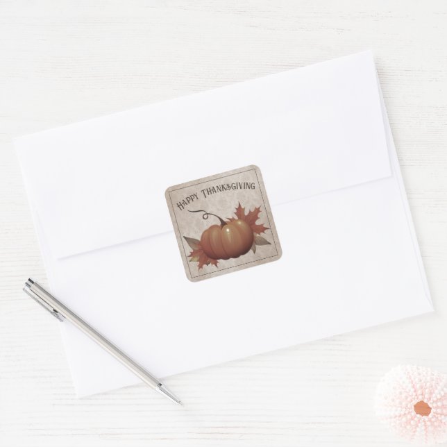 Thanksgiving Pumpkin Damask Sticker (Envelope)