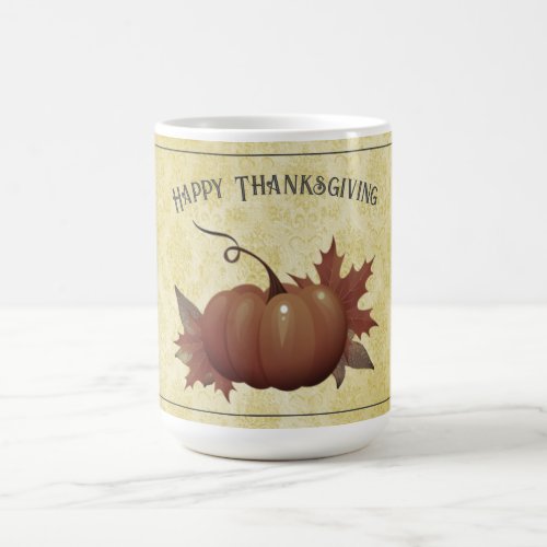Thanksgiving Pumpkin Damask  Yellow Coffee Mug