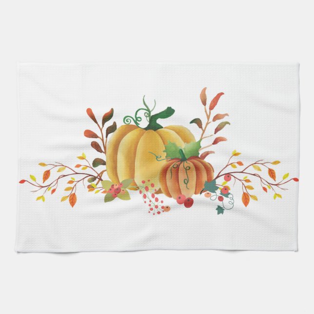 Thanksgiving pumpkin design kitchen towel (Horizontal)