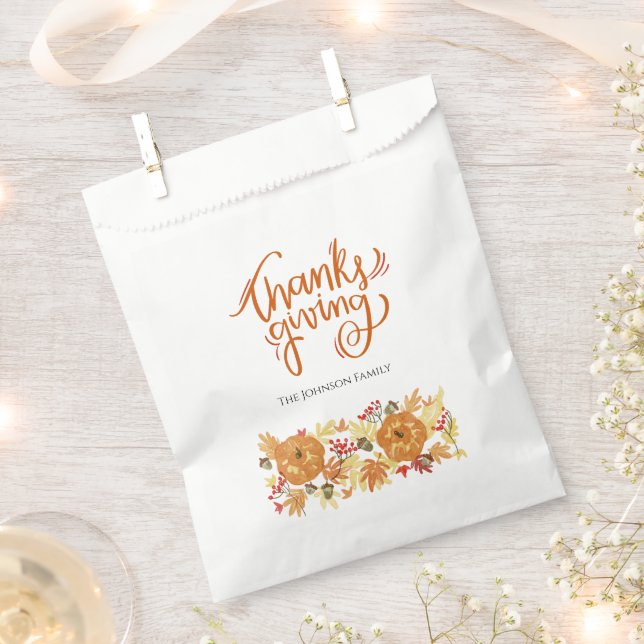 Thanksgiving Pumpkin Dinner Favor Bag (Clipped)