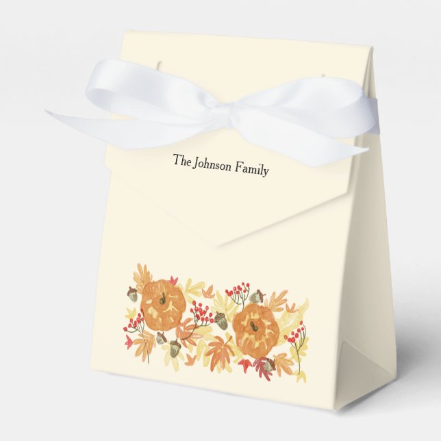 Thanksgiving Pumpkin Dinner Favor Boxes (Front Side)