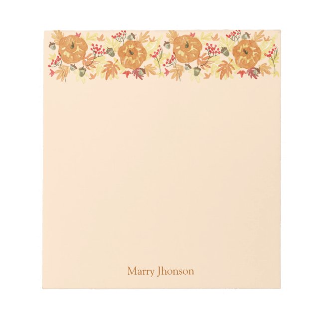 Thanksgiving PUmpkin Dinner Notepad (Front)