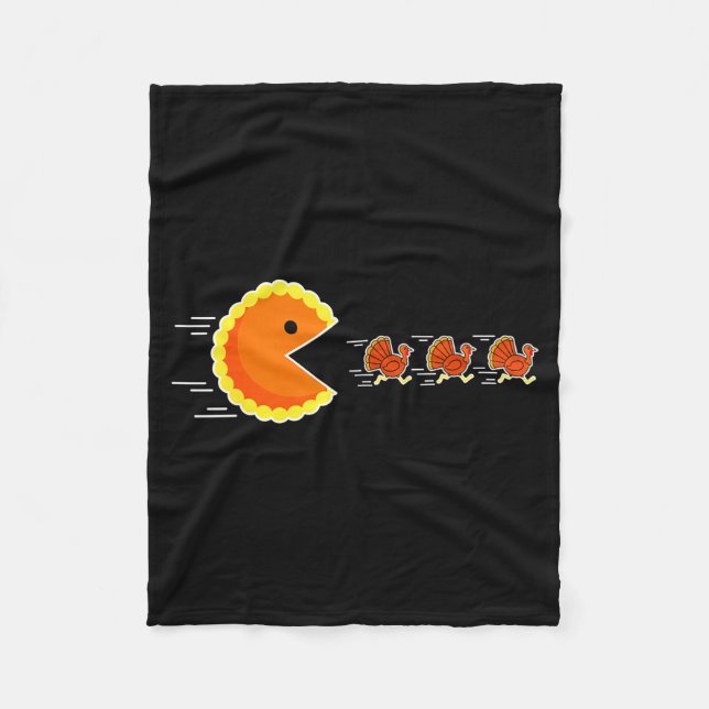 Thanksgiving Pumpkin E Chasing Turkey Gamer Men Wo Fleece Blanket (Front)
