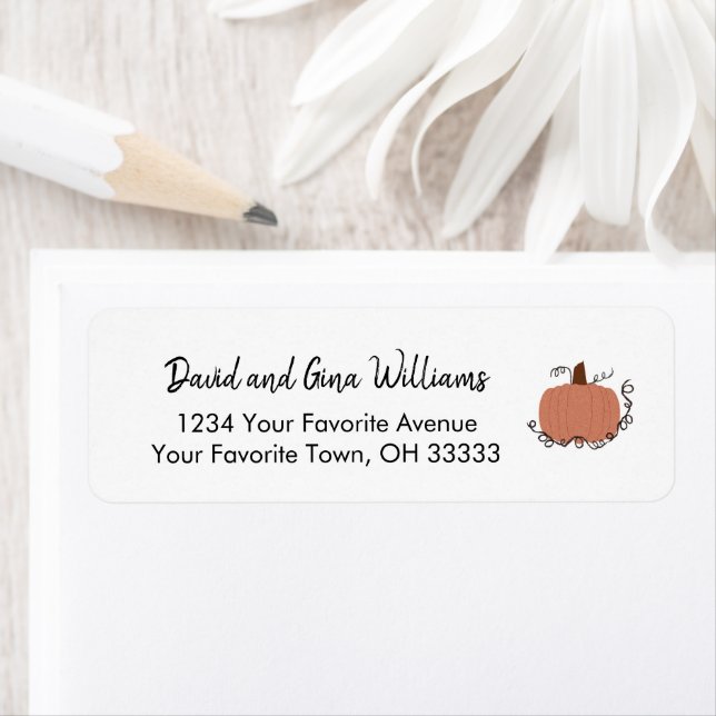 Thanksgiving Pumpkin Fall Return Address Label (Insitu)