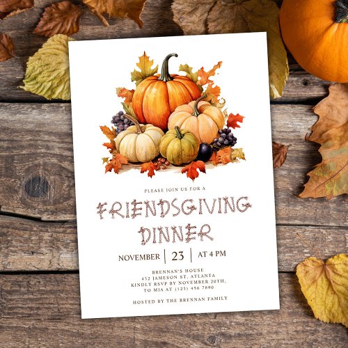 Thanksgiving Pumpkin Friendsgiving Dinner Invitation