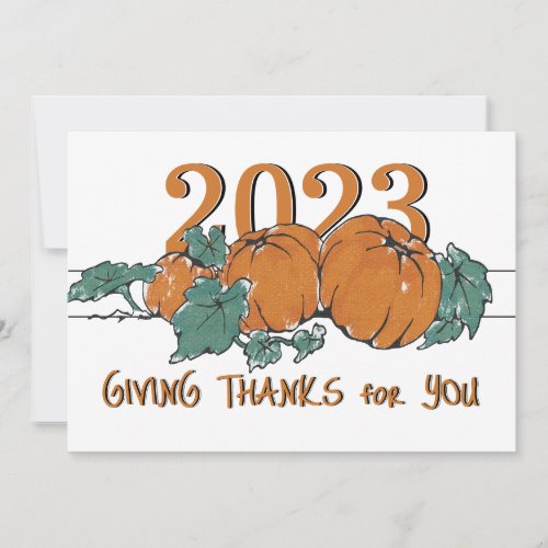 Thanksgiving Pumpkin Giving Thanks for You  Holiday Card