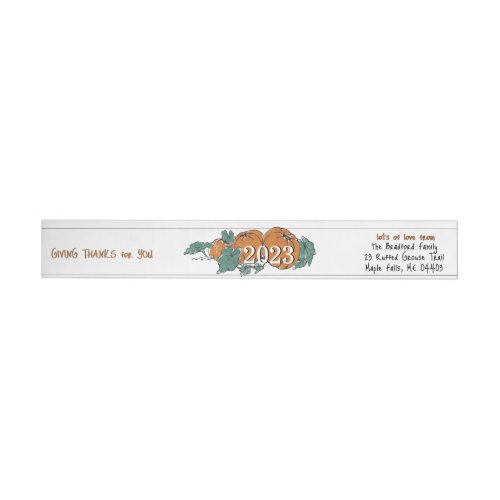 Thanksgiving Pumpkin Giving Thanks for You Return  Wrap Around Label