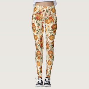 Thanksgiving Pumpkin Harvest Autumn Pattern Leggings