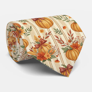 Thanksgiving Pumpkin Harvest Autumn Pattern Neck Tie