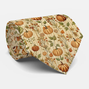 Thanksgiving Pumpkin Harvest Autumn Pattern Neck Tie