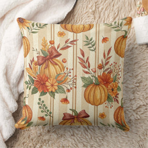 Thanksgiving Pumpkin Harvest Autumn Pattern Throw Pillow