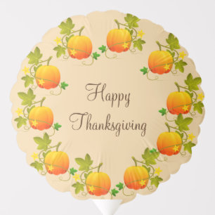 Thanksgiving Pumpkin Harvest on Beige Balloon