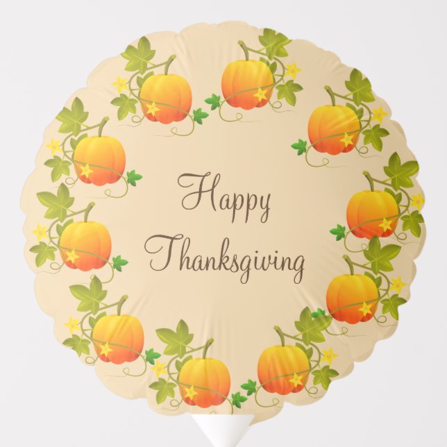 Thanksgiving Pumpkin Harvest on Beige Balloon (Front)