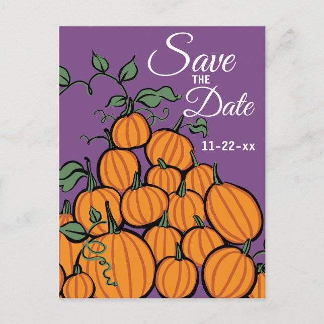 Thanksgiving Pumpkin Harvest Save the Date Invitation Postcard (Front)