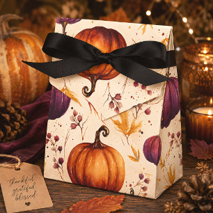 Thanksgiving Pumpkin Harvest Watercolor Autumn Favor Boxes