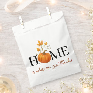 Thanksgiving Pumpkin Home is Where We Give Thanks Favor Bag