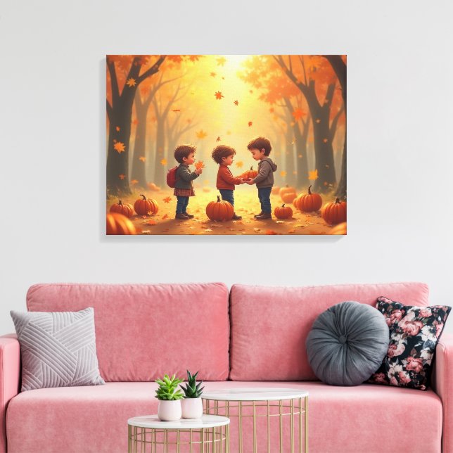 Thanksgiving pumpkin kids canvas print (Insitu(LivingRoom))
