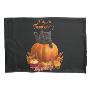 Thanksgiving Pumpkin Kitty Pillow Case
