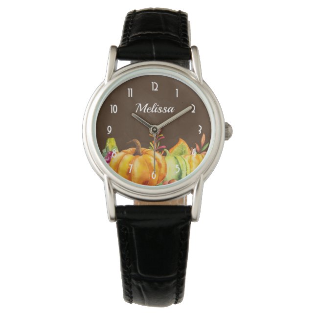 Thanksgiving Pumpkin Leaves and Vegetables Watch (Front)