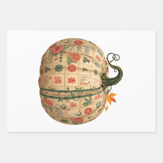 Thanksgiving Pumpkin Made of Mahjong Pieces Fall Wrapping Paper Sheets