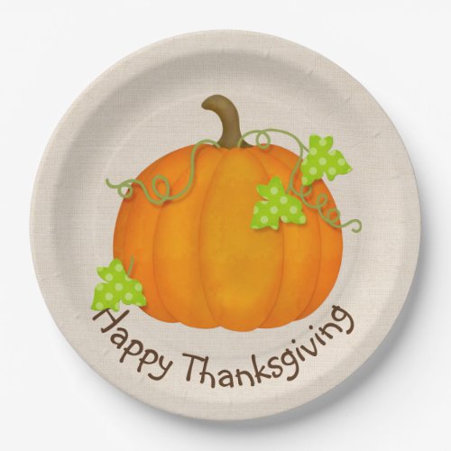 Thanksgiving Pumpkin on Burlap Paper Plates