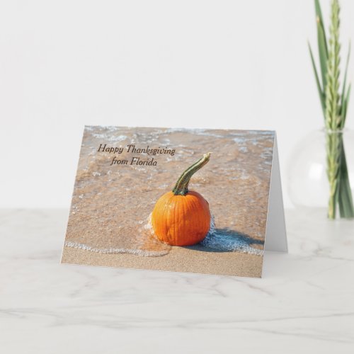 Thanksgiving Pumpkin on the Beach  Card