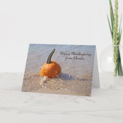 Thanksgiving Pumpkin on the Beach Card