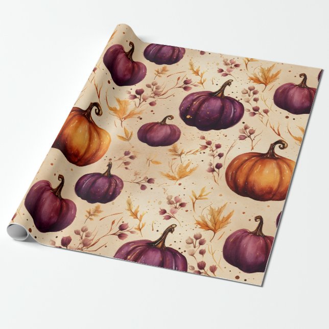 Thanksgiving Pumpkin Patch Pumpkins Autumn Harvest Wrapping Paper (Unrolled)