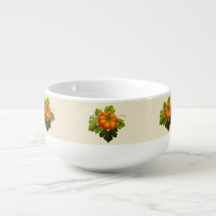 Thanksgiving Pumpkin Pattern on Beige Soup Mug