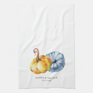Thanksgiving pumpkin Personalized watercolor Kitchen Towel
