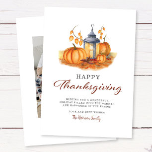 Thanksgiving Pumpkin Photo Holiday Card