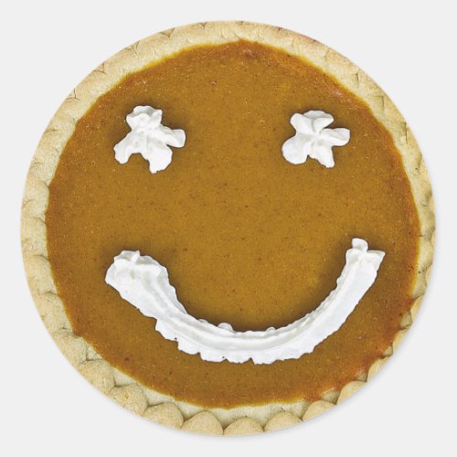 Thanksgiving Pumpkin Pie Face Classic Round Sticker