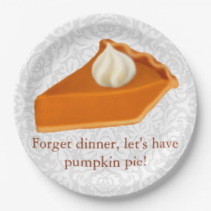 Thanksgiving Pumpkin Pie Paper Plates