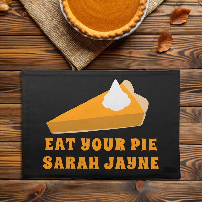 Thanksgiving Pumpkin Pie Slice Cloth Placemat (Eat your pie! It's the best part of the meal! Fun cloth placemat for your Thanksgiving. Add a name!)