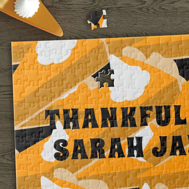 Thanksgiving Pumpkin Pie Thankful Jigsaw Puzzle (A fun pumpkin pie themed jigsaw puzzle for Thanksgiving! More pie anymore? 🥧)