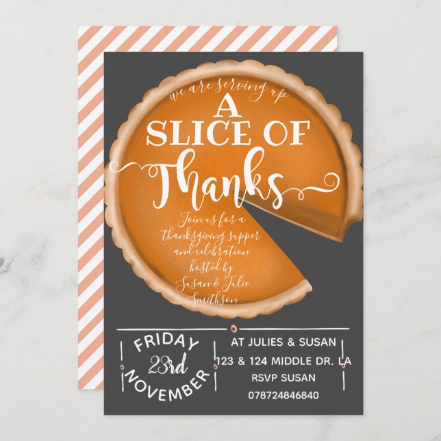 Thanksgiving pumpkin pie volunteer lunch postcard (Front/Back)