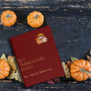Thanksgiving pumpkin pie watercolor recipe red mini binder