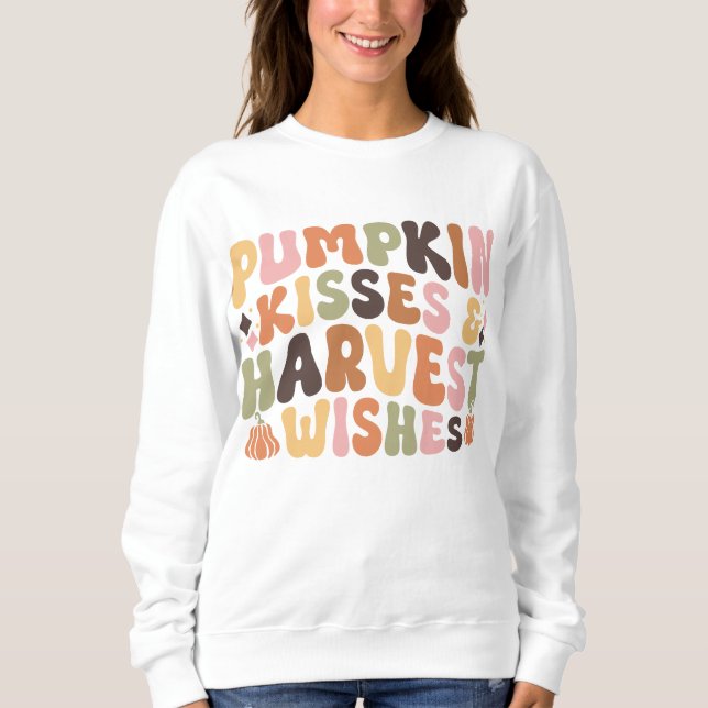 Thanksgiving Pumpkin Retro Groovy Sweatshirt (Front)